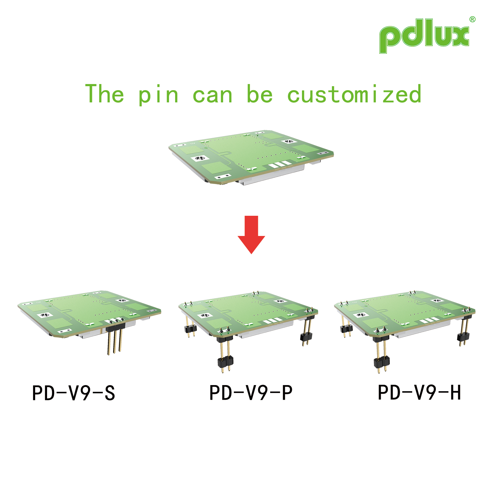 PDLUX అప్‌గ్రేడ్ చేసిన PD-V9H/PD-V9P/PD-V9S X-బ్యాండ్ డాప్లర్ సెన్సింగ్ మాడ్యూల్స్, కస్టమ్ పిన్-ఫ్రీ వెర్షన్ ఐచ్ఛికం
