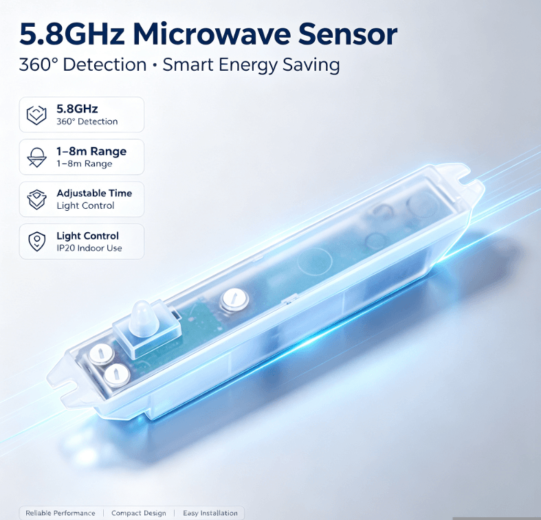 PD-MV1020 5.8GHz మైక్రోవేవ్ సెన్సార్ | దాచిన ఇన్‌స్టాల్, లైటింగ్ కోసం తక్కువ తప్పు ట్రిగ్గర్‌లు
